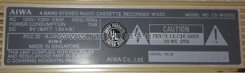 4 Band Stereo Radio Cassette Recorder W330 CS-W330U; Aiwa Co. Ltd.; Tokyo (ID = 1741795) Radio