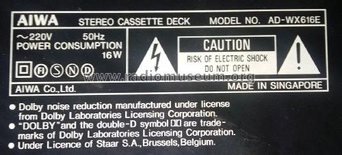 Stereo Cassette Deck AD-WX616; Aiwa Co. Ltd.; Tokyo (ID = 2777614) Ton-Bild