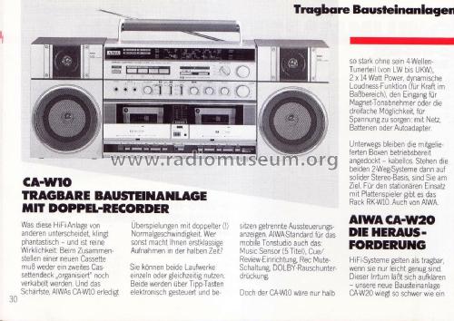 Carry Component System CA-W10 E, K; Aiwa Co. Ltd.; Tokyo (ID = 2146815) Radio