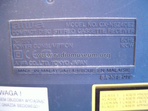 Compact Disc Stereo System NSX-SZ40 ; Aiwa Co. Ltd.; Tokyo (ID = 1078343) Radio