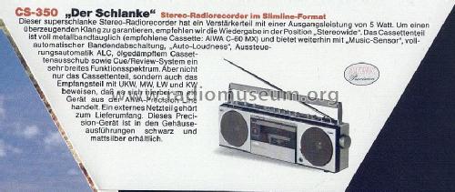 4-Band Stereo Radiorecorder CS-350; Aiwa Co. Ltd.; Tokyo (ID = 1522403) Radio