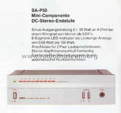 DC Stereo Power Amplifier P50 SA-P50E; Aiwa Co. Ltd.; Tokyo (ID = 1904439) Ampl/Mixer