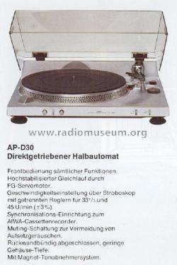 Direct Drive Turntable Auto-Return AP-D30; Aiwa Co. Ltd.; Tokyo (ID = 1904230) Sonido-V