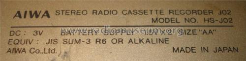 FM AM Cassette Boy J02 HS-J02; Aiwa Co. Ltd.; Tokyo (ID = 1242328) Radio