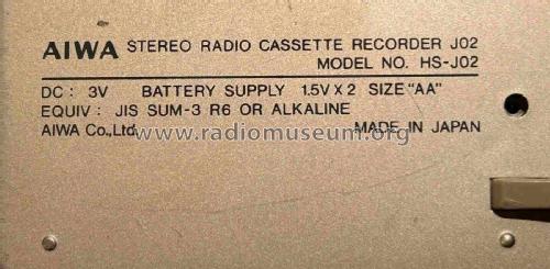 FM AM Cassette Boy J02 HS-J02; Aiwa Co. Ltd.; Tokyo (ID = 2987632) Radio