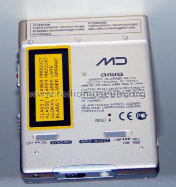 Minidisc Recorder - MD Digital Recording AM-F70; Aiwa Co. Ltd.; Tokyo (ID = 1735902) Sonido-V