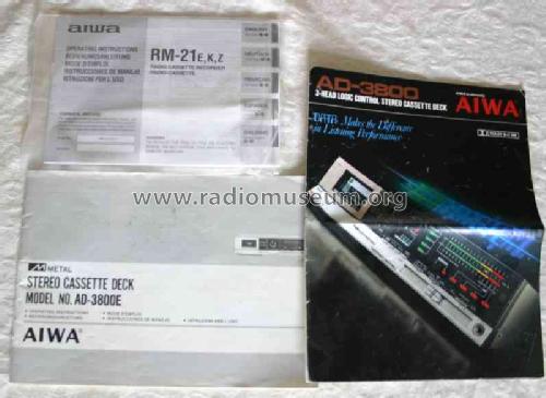 Stereo Cassette Deck AD-3800; Aiwa Co. Ltd.; Tokyo (ID = 1664884) R-Player