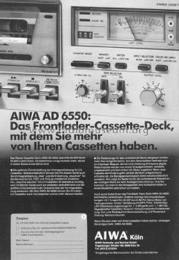 Stereo Cassette Deck AD-6550; Aiwa Co. Ltd.; Tokyo (ID = 2039725) R-Player