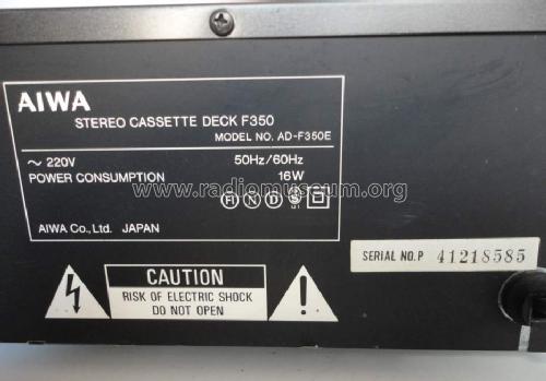 Stereo Cassette Deck AD-F350; Aiwa Co. Ltd.; Tokyo (ID = 1214118) R-Player