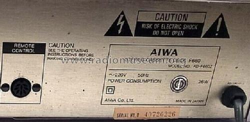 Stereo Cassette Deck AD-F660; Aiwa Co. Ltd.; Tokyo (ID = 2853206) Enrég.-R