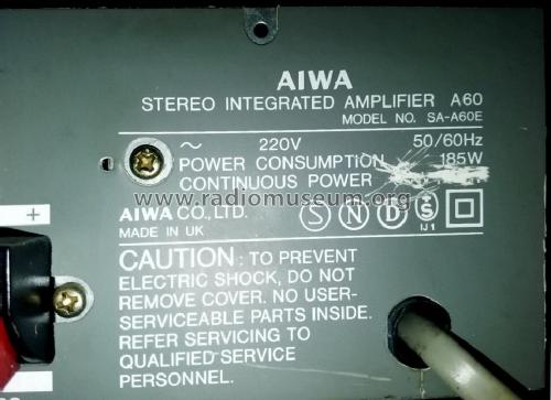 Stereo Integrated Amplifier SA-A60; Aiwa Co. Ltd.; Tokyo (ID = 1975842) Verst/Mix