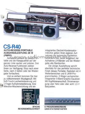 Stereo Radio Cassette Recorder CS-R40; Aiwa Co. Ltd.; Tokyo (ID = 2146607) Radio