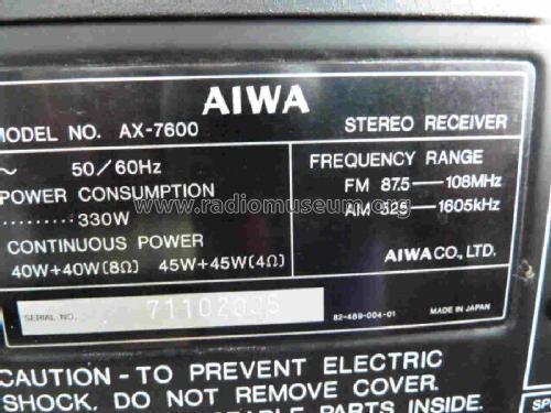 Stereo Receiver AX-7600; Aiwa Co. Ltd.; Tokyo (ID = 2997016) Radio