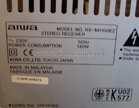 Stereo Receiver RX-NH100EZ; Aiwa Co. Ltd.; Tokyo (ID = 1758373) Radio