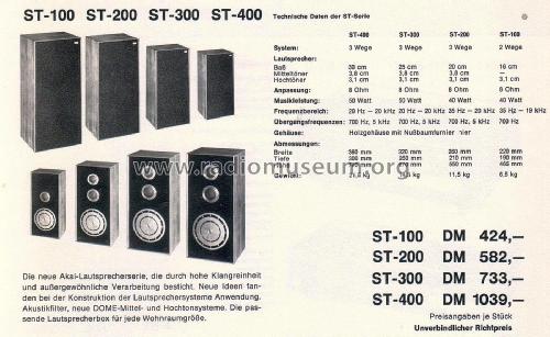 3 Way Speaker System ST-200; Akai Electric Co., (ID = 2807064) Speaker-P