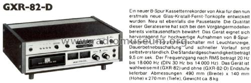 8 Track-Stereo GXR-82D; Akai Electric Co., (ID = 2472645) Reg-Riprod