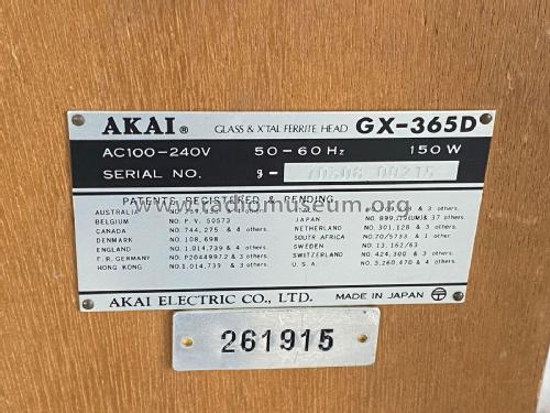 Stereo Tape Deck GX-365D; Akai Electric Co., (ID = 2636909) R-Player