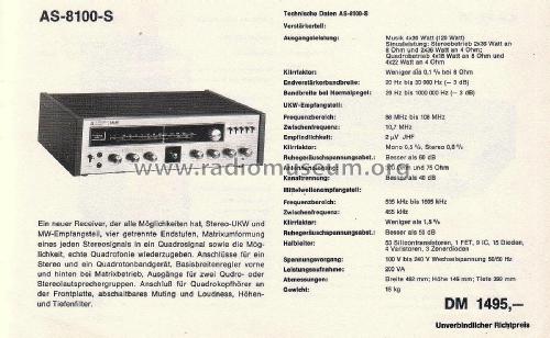 Surround Stereo AS-8100-S; Akai Electric Co., (ID = 2807141) Radio