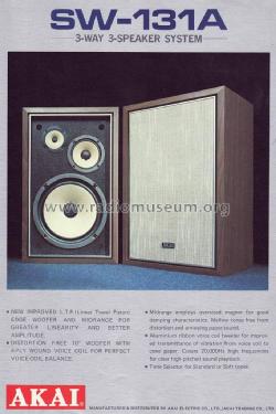 3-Way 3-Speaker System SW-131A; Akai Electric Co., (ID = 1531250) Altavoz-Au