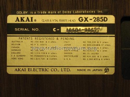 GX-285D; Akai Electric Co., (ID = 2054986) Enrég.-R
