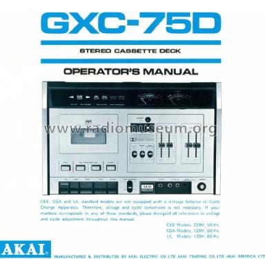 GXC-75D /CEE /CSA /UL; Akai Electric Co., (ID = 1656319) R-Player