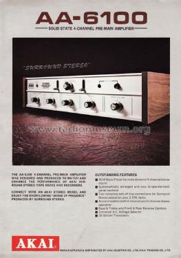 Solid State 4-Channel Premain Amplifier AA-6100; Akai Electric Co., (ID = 1644059) Verst/Mix