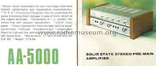 Solid State Stereo Pre-Main Amplifier AA-5000; Akai Electric Co., (ID = 1158024) Ampl/Mixer