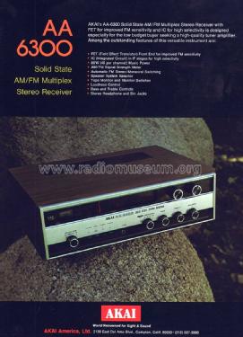 Solid State Stereo Receiver AA-6300; Akai Electric Co., (ID = 1531251) Radio