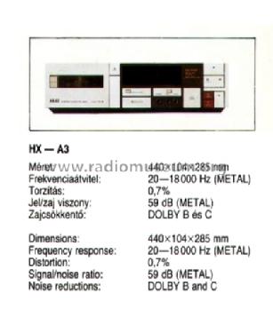 Stereo Cassette Deck HX-A3; Akai Electric Co., (ID = 1086514) R-Player