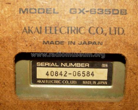 Stereo Tape Deck GX-635DB; Akai Electric Co., (ID = 379016) R-Player