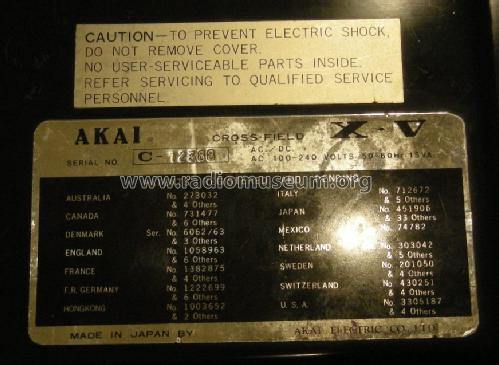 X-V ; Akai Electric Co., (ID = 1443302) Reg-Riprod