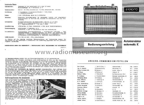 Autotransistor automatic K AT 621-6300; Akkord-Radio + (ID = 1776187) Radio