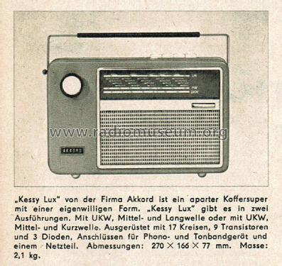 Kessy Lux L 600/3700; Akkord-Radio + (ID = 2608495) Radio