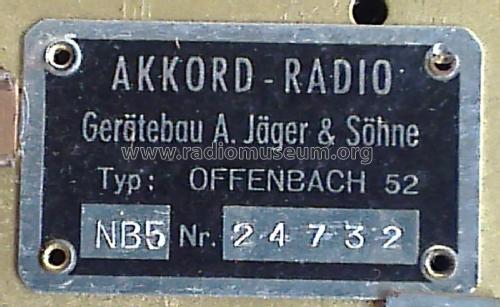 Offenbach 52 NB 5; Akkord-Radio + (ID = 1960966) Radio