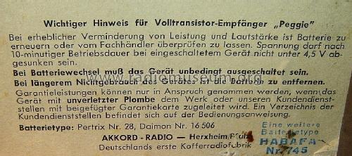 Peggie 57 ; Akkord-Radio + (ID = 1622636) Radio