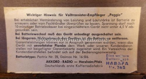 Peggie S, Sb, Sc; Akkord-Radio + (ID = 2978021) Radio