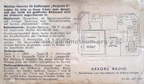 Pinguette 57 ; Akkord-Radio + (ID = 366597) Radio