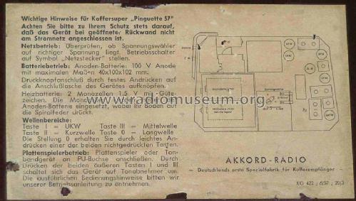 Pinguette U56; Akkord-Radio + (ID = 198787) Radio