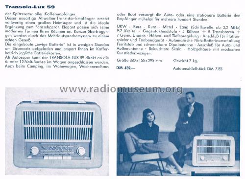 Transola Lux 59 609/1700; Akkord-Radio + (ID = 2425583) Radio