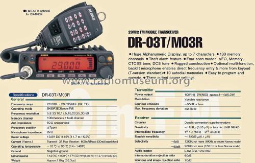 Transceiver DR-03T/M03R; Alinco Inc.; Osaka (ID = 2064137) Amat TRX