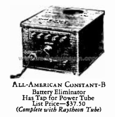 Constant-B Battery Eliminator ; All American Mohawk, (ID = 1744147) Power-S
