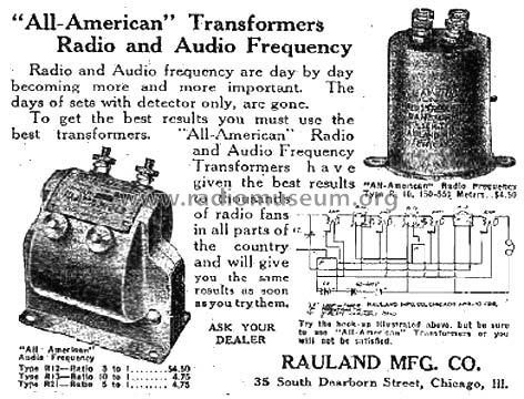 Rauland AF Transformer R-12, R-21, R-13; All American Mohawk, (ID = 1444353) Radio part