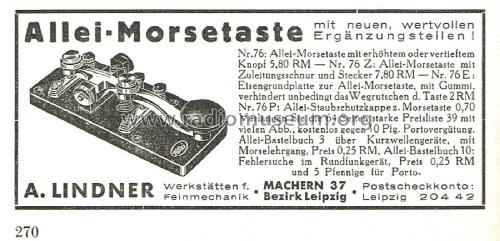 Einheits-Morsetaste ; Allei, Alfred (ID = 2494403) Morse+TTY