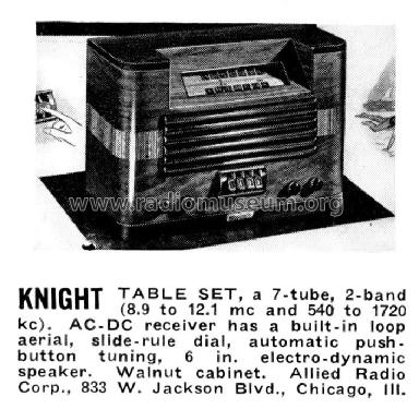 Knight D-110 2 Band AC-DC; Allied Radio Corp. (ID = 1155360) Radio