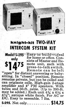Knight Intercom System S-295; Allied Radio Corp. (ID = 2081092) Misc