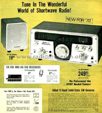 Shortwave Receiver SX-190; Allied Radio Corp. (ID = 2657921) Amateur-R