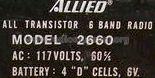 Six Band All Transistor 2660; Allied Radio Corp. (ID = 489193) Radio
