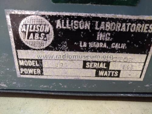 Continuously Variable Inductor 195; Allison Labs, (ID = 2604916) Equipment