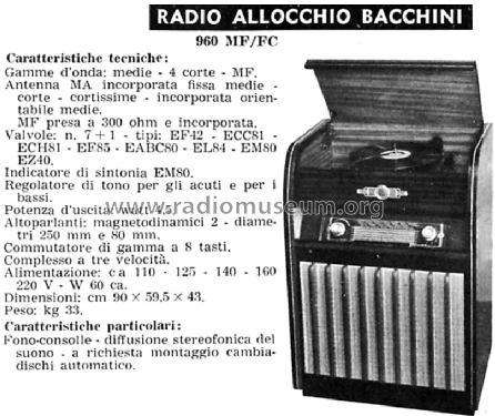 960 MF/FC; Allocchio Bacchini (ID = 1112413) Radio