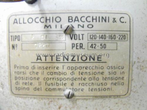 F51M Ch= F51; Allocchio Bacchini (ID = 1172347) Radio